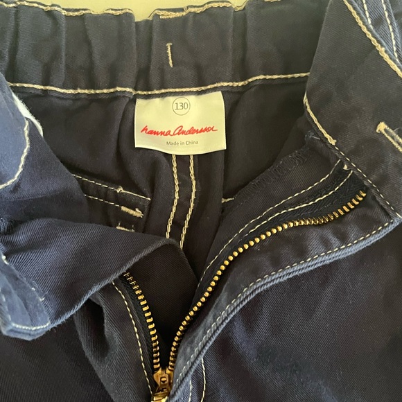 Boys Hanna Andersson Cargo Navy Blue With Tan Stitching- Size 130/8 - Picture 2 of 6